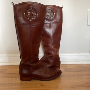 AUTHENTIC TORY BURCH EMBOSSED LEATHER RIDING BOOT